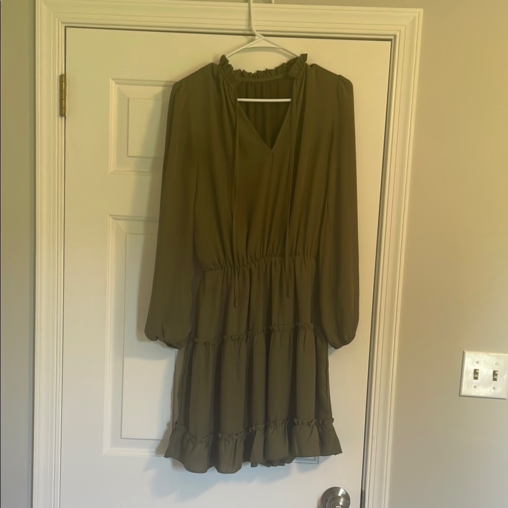 Elegant Olive Green Dress